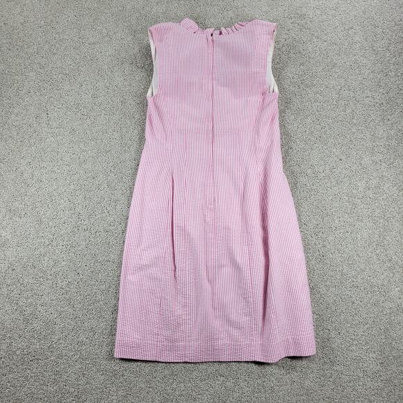 Lilly Pulitzer Adeline Dress Womens 2 Pink White Stripe Seersucker Mini Ruffles - Picture 4 of 12